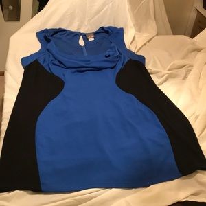 Dots Sleeveless Blue and Black Dress -3X
